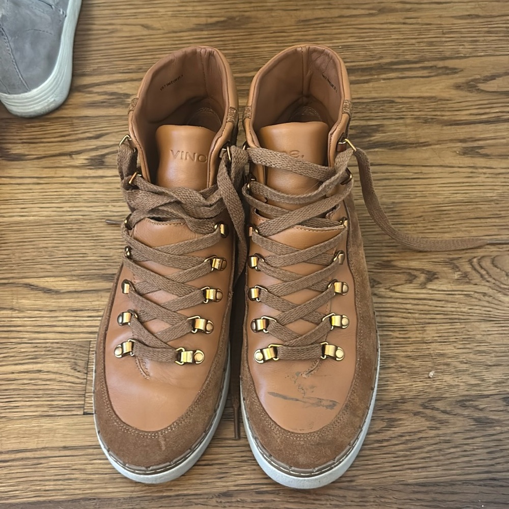 Vince Brown Leather Sneakers
